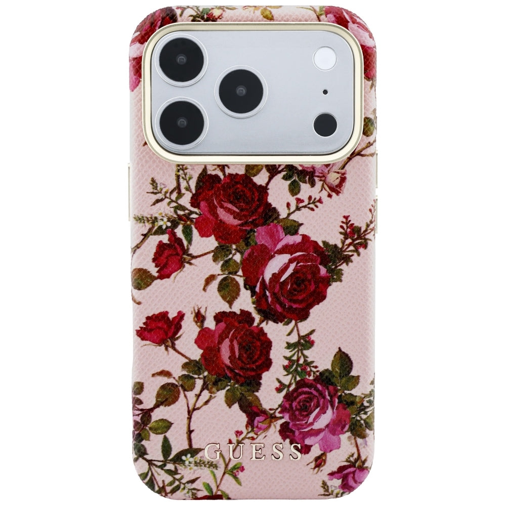 Pouzdro MagSafe pro Apple iPhone 18 Pro / 17 Pro, Guess, Blossom Roses Print, růžové
