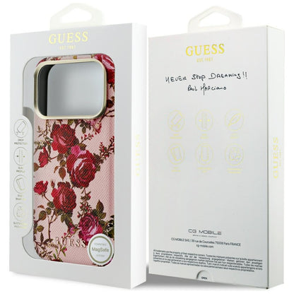 Pouzdro MagSafe pro Apple iPhone 18 Pro / 17 Pro, Guess, Blossom Roses Print, růžové