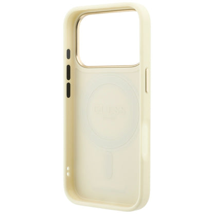 Pouzdro MagSafe pro Apple iPhone 18 Pro / 17 Pro, Guess, Grained Ring Stand 360 Classic, béžové