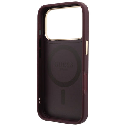 Pouzdro MagSafe pro Apple iPhone 18 Pro / 17 Pro, Guess, Grained Ring Stand 360 Classic, vínové