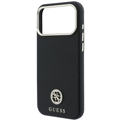 MagSafe Case for Apple iPhone 18 Pro / 17 Pro, Guess, Grained Round Strass Logo, Black