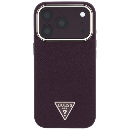 MagSafe pouzdro pro Apple iPhone 18 Pro / 17 Pro, Guess, Ražené trojúhelníkové logo, Tmavě červená