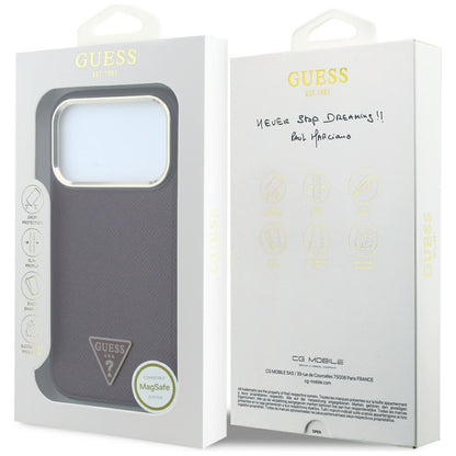 MagSafe pouzdro pro Apple iPhone 18 Pro / 17 Pro, Guess, Ražené trojúhelníkové logo, Tmavě červená