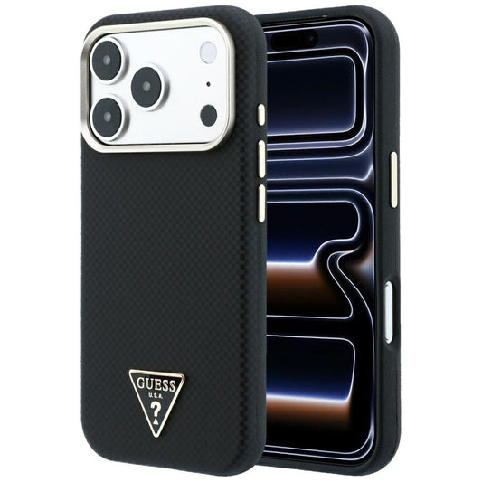 MagSafe pouzdro pro Apple iPhone 18 Pro / 17 Pro, Guess, Kevlar Triangle Logo, černé