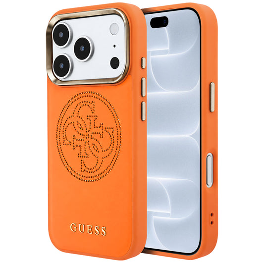 MagSafe pouzdro pro Apple iPhone 18 Pro / 17 Pro, Guess, Perforated 4G, Oranžové