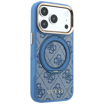MagSafe pouzdro pro Apple iPhone 18 Pro / 17 Pro, Guess, Ring Stand 360 4G Classic Logo, Modré