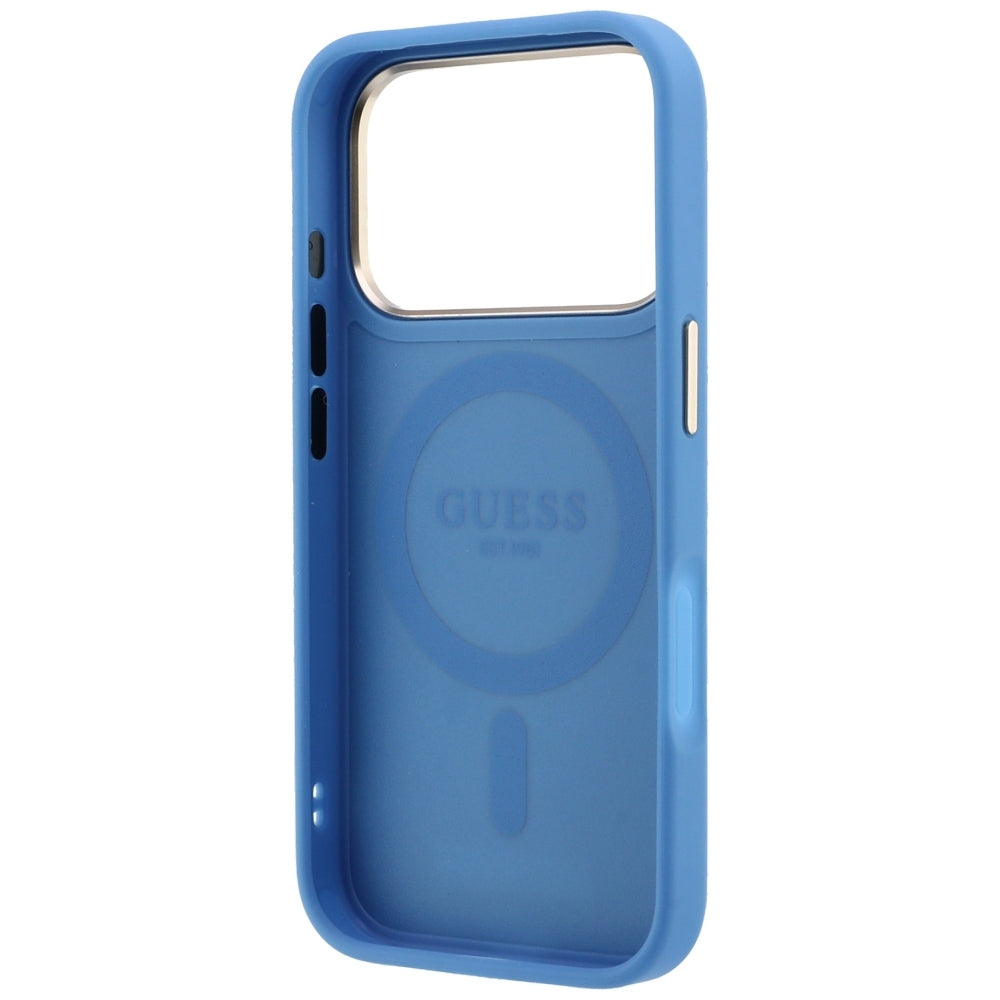MagSafe pouzdro pro Apple iPhone 18 Pro / 17 Pro, Guess, Ring Stand 360 4G Classic Logo, Modré