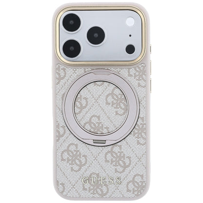 MagSafe pouzdro pro Apple iPhone 18 Pro / 17 Pro, Guess, Ring Stand 360 4G Classic Logo, Růžová