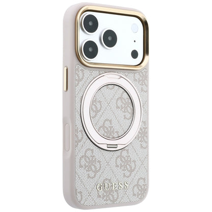 MagSafe pouzdro pro Apple iPhone 18 Pro / 17 Pro, Guess, Ring Stand 360 4G Classic Logo, Růžová