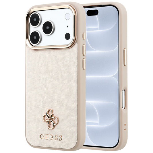 MagSafe pouzdro pro Apple iPhone 18 Pro / 17 Pro, Guess, Saffiano Small 4G Classic, Béžová