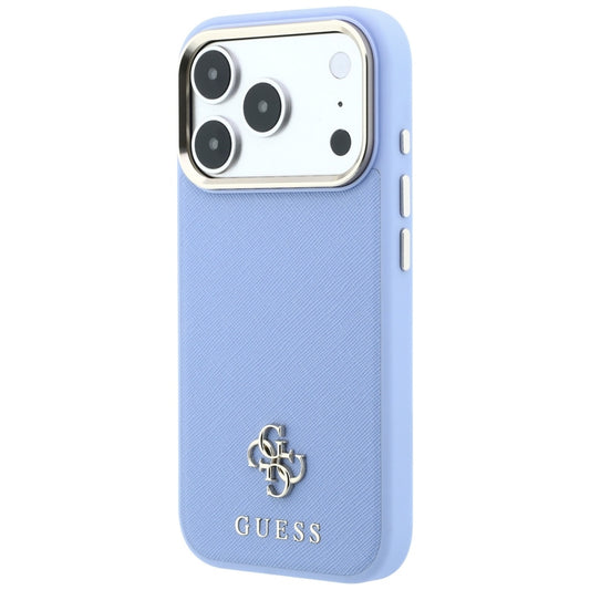 MagSafe pouzdro pro Apple iPhone 18 Pro / 17 Pro, Guess, Saffiano Small 4G Classic, Bleu