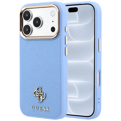 MagSafe pouzdro pro Apple iPhone 18 Pro / 17 Pro, Guess, Saffiano Small 4G Classic, Bleu