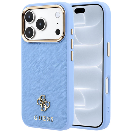 MagSafe pouzdro pro Apple iPhone 18 Pro / 17 Pro, Guess, Saffiano Small 4G Classic, Bleu