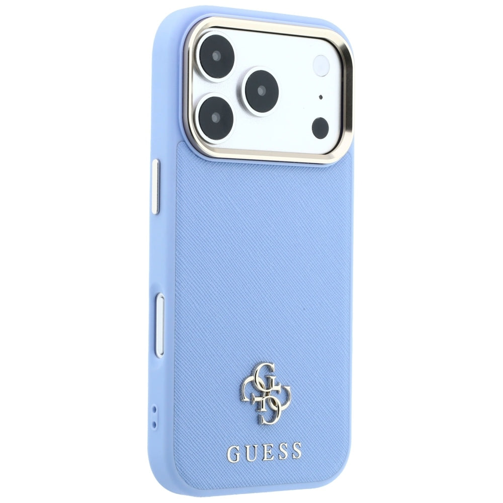 MagSafe pouzdro pro Apple iPhone 18 Pro / 17 Pro, Guess, Saffiano Small 4G Classic, Bleu