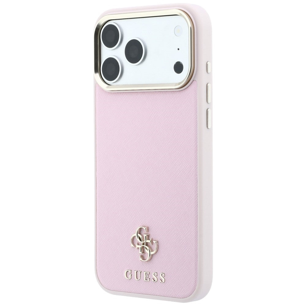 Pouzdro MagSafe pro Apple iPhone 18 Pro / 17 Pro, Guess, Saffiano Small 4G Classic, růžové