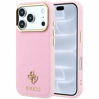 Pouzdro MagSafe pro Apple iPhone 18 Pro / 17 Pro, Guess, Saffiano Small 4G Classic, růžové
