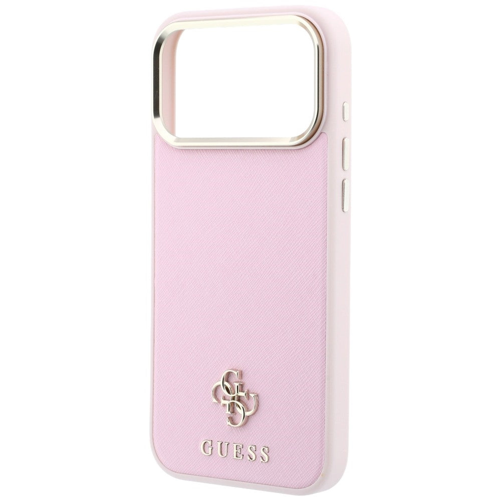 Pouzdro MagSafe pro Apple iPhone 18 Pro / 17 Pro, Guess, Saffiano Small 4G Classic, růžové