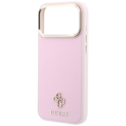Pouzdro MagSafe pro Apple iPhone 18 Pro / 17 Pro, Guess, Saffiano Small 4G Classic, růžové