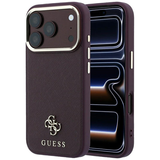 MagSafe pouzdro pro Apple iPhone 18 Pro / 17 Pro, Guess, Saffiano Small 4G Classic, Bordó