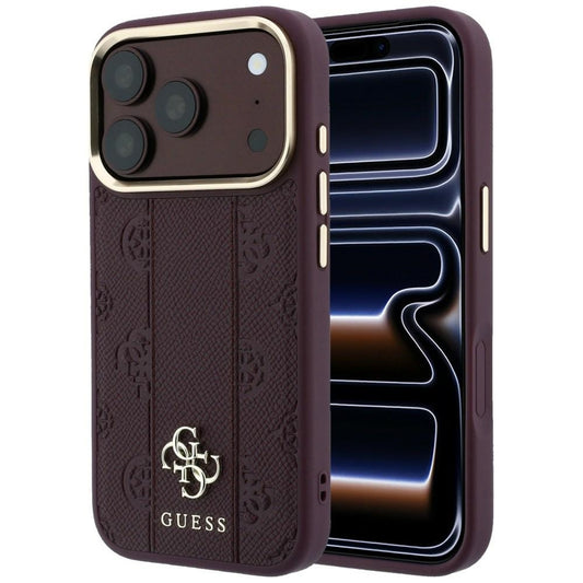 MagSafe pouzdro pro Apple iPhone 18 Pro / 17 Pro, Guess, Stripe Peony 4G, Tmavě červená