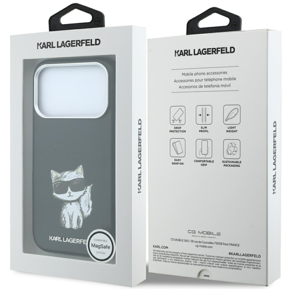 MagSafe pouzdro pro Apple iPhone 18 Pro / 17 Pro, Karl Lagerfeld, Choupette Sketch, Černá