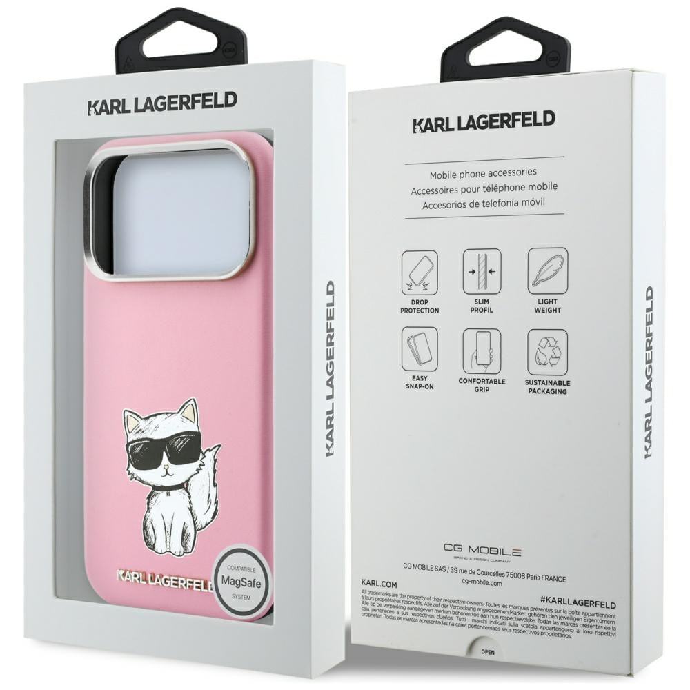 MagSafe pouzdro pro Apple iPhone 18 Pro / 17 Pro, Karl Lagerfeld, Choupette Sketch, Růžová