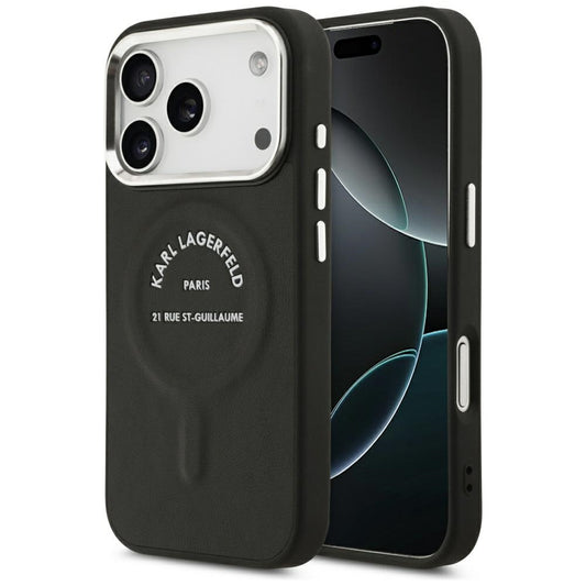 MagSafe pouzdro pro Apple iPhone 18 Pro / 17 Pro, Karl Lagerfeld, EMB. Kroužek s logem Karl RSG, černá