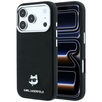 MagSafe pouzdro pro Apple iPhone 18 Pro / 17 Pro, Karl Lagerfeld, Grained Choupette Head, černé