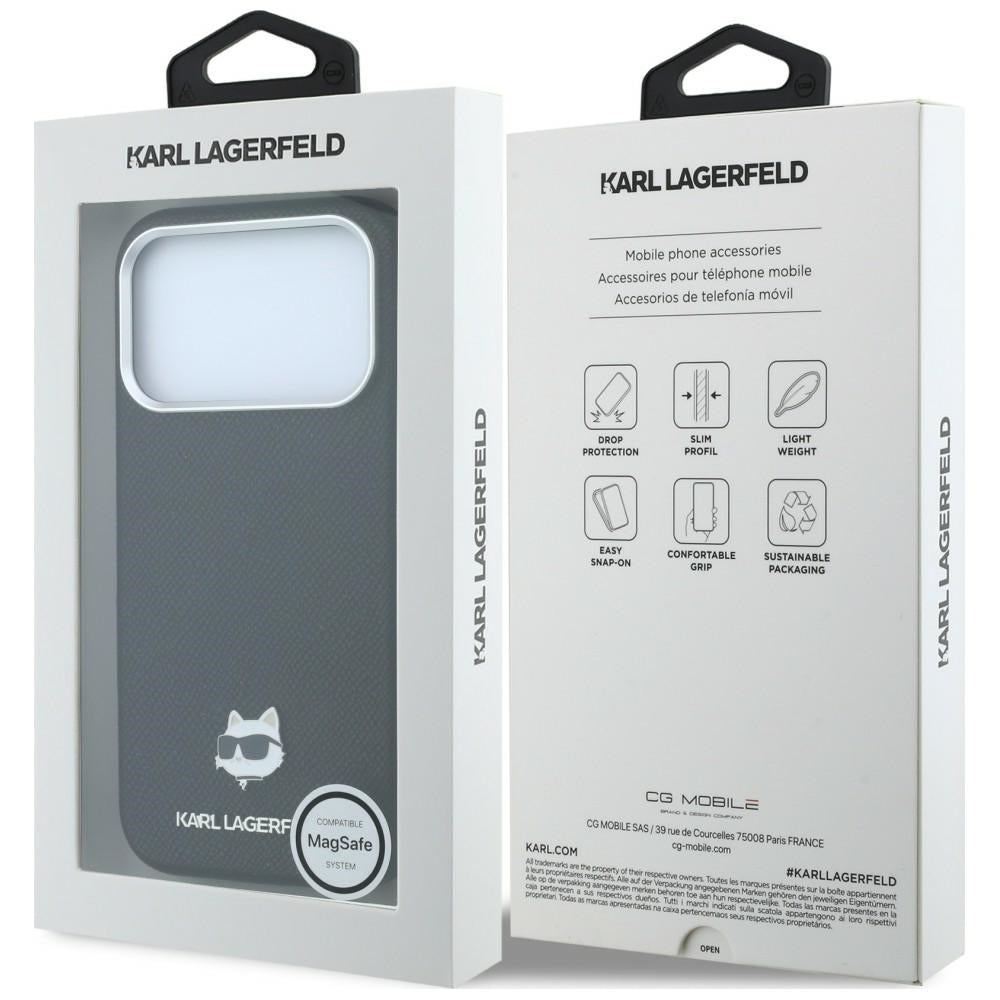 MagSafe pouzdro pro Apple iPhone 18 Pro / 17 Pro, Karl Lagerfeld, Grained Choupette Head, černé