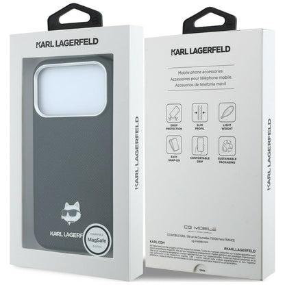 MagSafe pouzdro pro Apple iPhone 18 Pro / 17 Pro, Karl Lagerfeld, Grained Choupette Head, černé