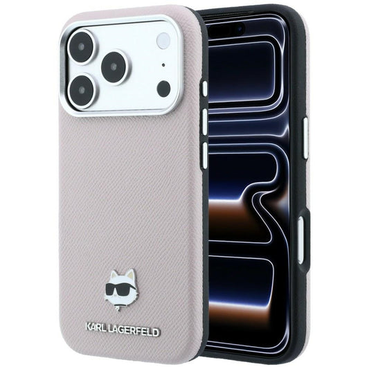 MagSafe pouzdro pro Apple iPhone 18 Pro / 17 Pro, Karl Lagerfeld, Grained Choupette Head, růžové