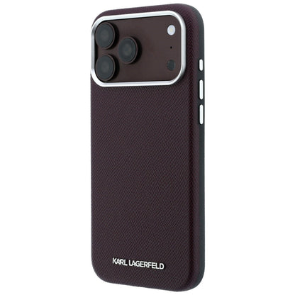 MagSafe pouzdro pro Apple iPhone 18 Pro / 17 Pro, Karl Lagerfeld, Zrnitý prodloužený logo, Tmavě červená