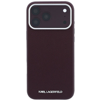 MagSafe pouzdro pro Apple iPhone 18 Pro / 17 Pro, Karl Lagerfeld, Zrnitý prodloužený logo, Tmavě červená