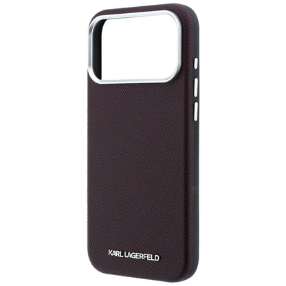 MagSafe pouzdro pro Apple iPhone 18 Pro / 17 Pro, Karl Lagerfeld, Zrnitý prodloužený logo, Tmavě červená