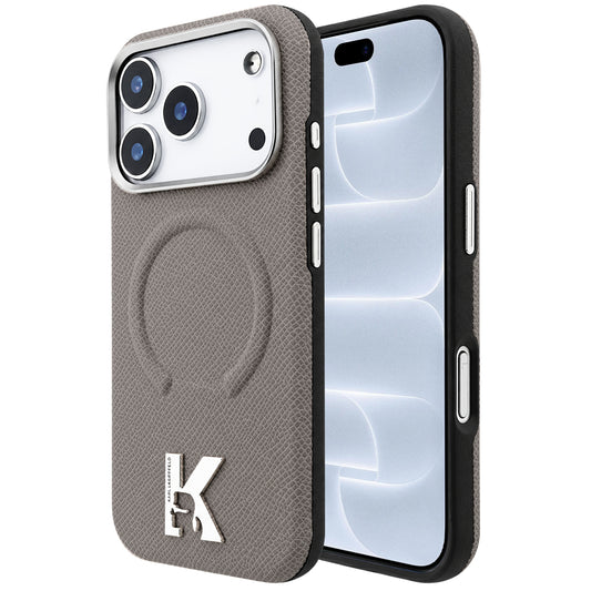 MagSafe pouzdro pro Apple iPhone 18 Pro / 17 Pro, Karl Lagerfeld, Ražený prsten s texturou, Béžová