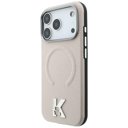 MagSafe pouzdro pro Apple iPhone 18 Pro / 17 Pro, Karl Lagerfeld, Ražený prsten s texturou, Béžová