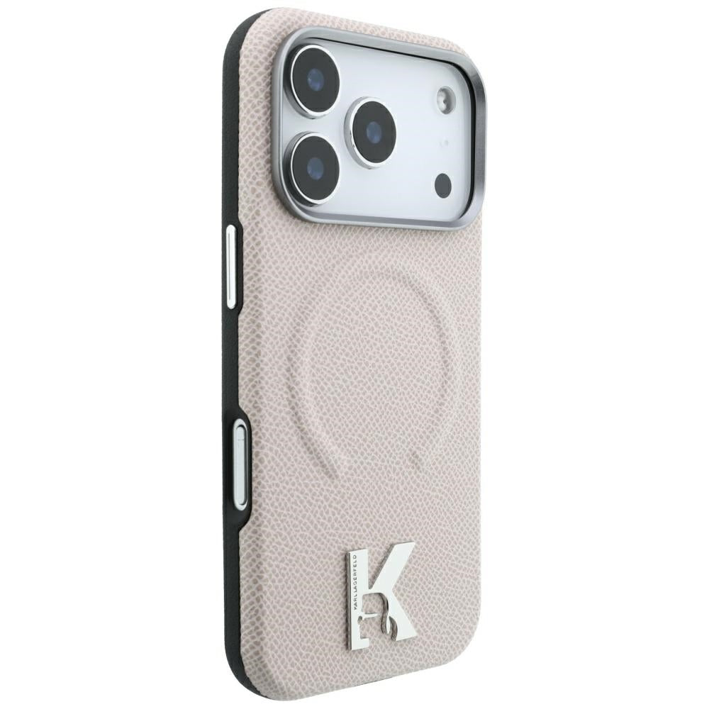 MagSafe pouzdro pro Apple iPhone 18 Pro / 17 Pro, Karl Lagerfeld, Ražený prsten s texturou, Béžová