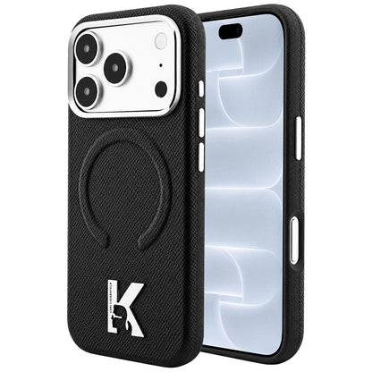 MagSafe pouzdro pro Apple iPhone 18 Pro / 17 Pro, Karl Lagerfeld, Grained Embossed Ring, černé