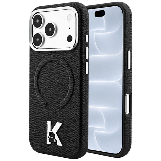 MagSafe pouzdro pro Apple iPhone 18 Pro / 17 Pro, Karl Lagerfeld, Grained Embossed Ring, černé