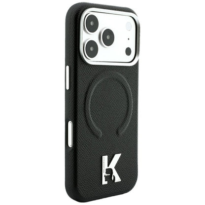 MagSafe pouzdro pro Apple iPhone 18 Pro / 17 Pro, Karl Lagerfeld, Grained Embossed Ring, černé