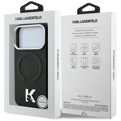 MagSafe pouzdro pro Apple iPhone 18 Pro / 17 Pro, Karl Lagerfeld, Grained Embossed Ring, černé