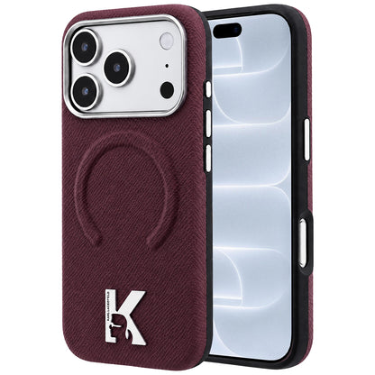 MagSafe pouzdro pro Apple iPhone 18 Pro / 17 Pro, Karl Lagerfeld, Ražený kroužek s texturou, Tmavě červená