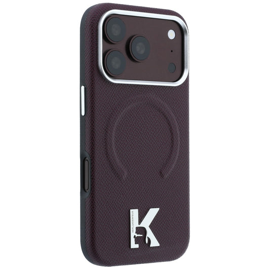 MagSafe pouzdro pro Apple iPhone 18 Pro / 17 Pro, Karl Lagerfeld, Ražený kroužek s texturou, Tmavě červená
