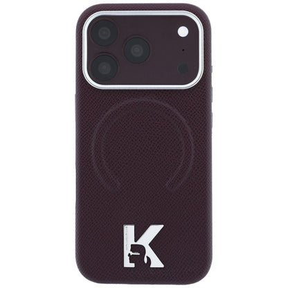 MagSafe pouzdro pro Apple iPhone 18 Pro / 17 Pro, Karl Lagerfeld, Ražený kroužek s texturou, Tmavě červená