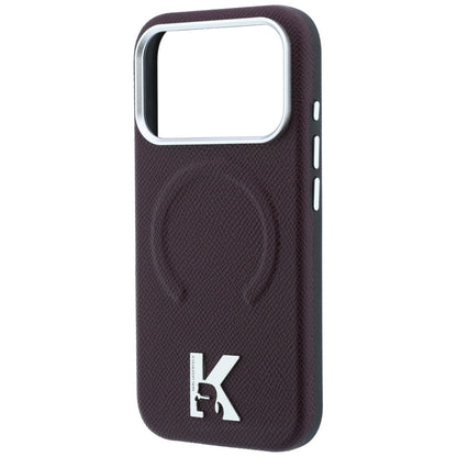 MagSafe pouzdro pro Apple iPhone 18 Pro / 17 Pro, Karl Lagerfeld, Ražený kroužek s texturou, Tmavě červená
