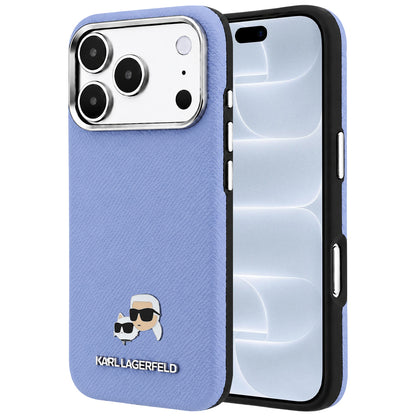 MagSafe pouzdro pro Apple iPhone 18 Pro / 17 Pro, Karl Lagerfeld, Grained Karl & Choupette Head's Metal, Bleu