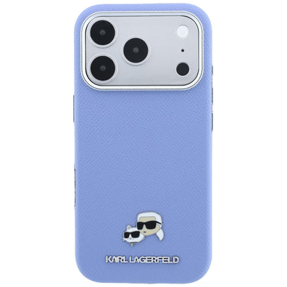 MagSafe pouzdro pro Apple iPhone 18 Pro / 17 Pro, Karl Lagerfeld, Grained Karl & Choupette Head's Metal, Bleu