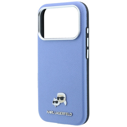 MagSafe pouzdro pro Apple iPhone 18 Pro / 17 Pro, Karl Lagerfeld, Grained Karl & Choupette Head's Metal, Bleu