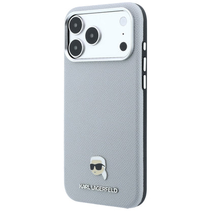 MagSafe pouzdro pro Apple iPhone 18 Pro / 17 Pro, Karl Lagerfeld, Grained Karl Head's Metal, Šedé