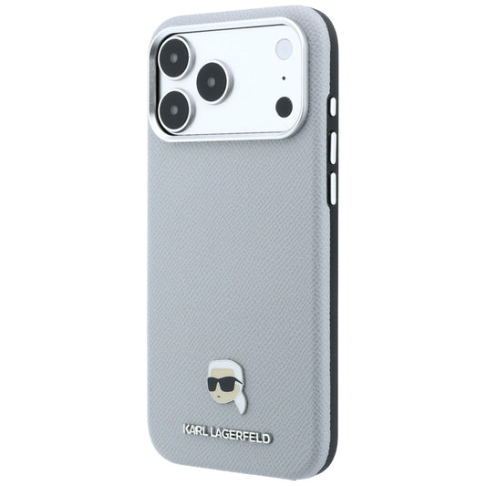 MagSafe pouzdro pro Apple iPhone 18 Pro / 17 Pro, Karl Lagerfeld, Grained Karl Head's Metal, Šedé